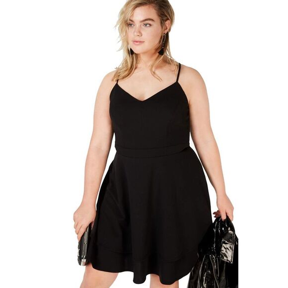 B Darlin Trendy Plus Size Lace Trim Fit Flare Dress B Darlin Trendy Plus Size Lace Trim Fit Flare Dress